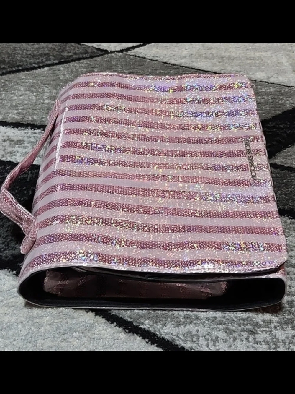 Victoria's Secret Pink Sequin Stripe Cosmetic Case